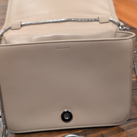 All saints Bansho Snake Leather Shoulder Crossbody Bag W/ Detachable Strap - Picture 10 of 13